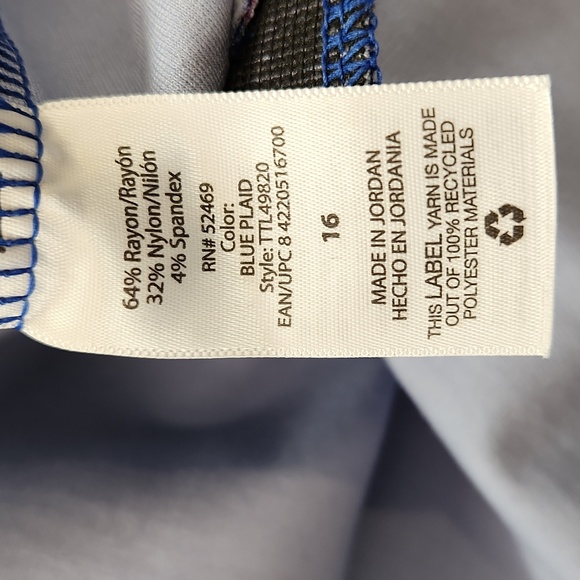 NWT Time & True Plaid Flare Ponte Pant Blue & Pink Ankle Pants Womens Size 16 - Picture 10 of 13